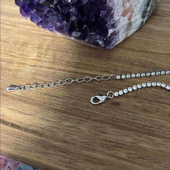 Silver plated CZ tennis necklace - Picture 2 of 3